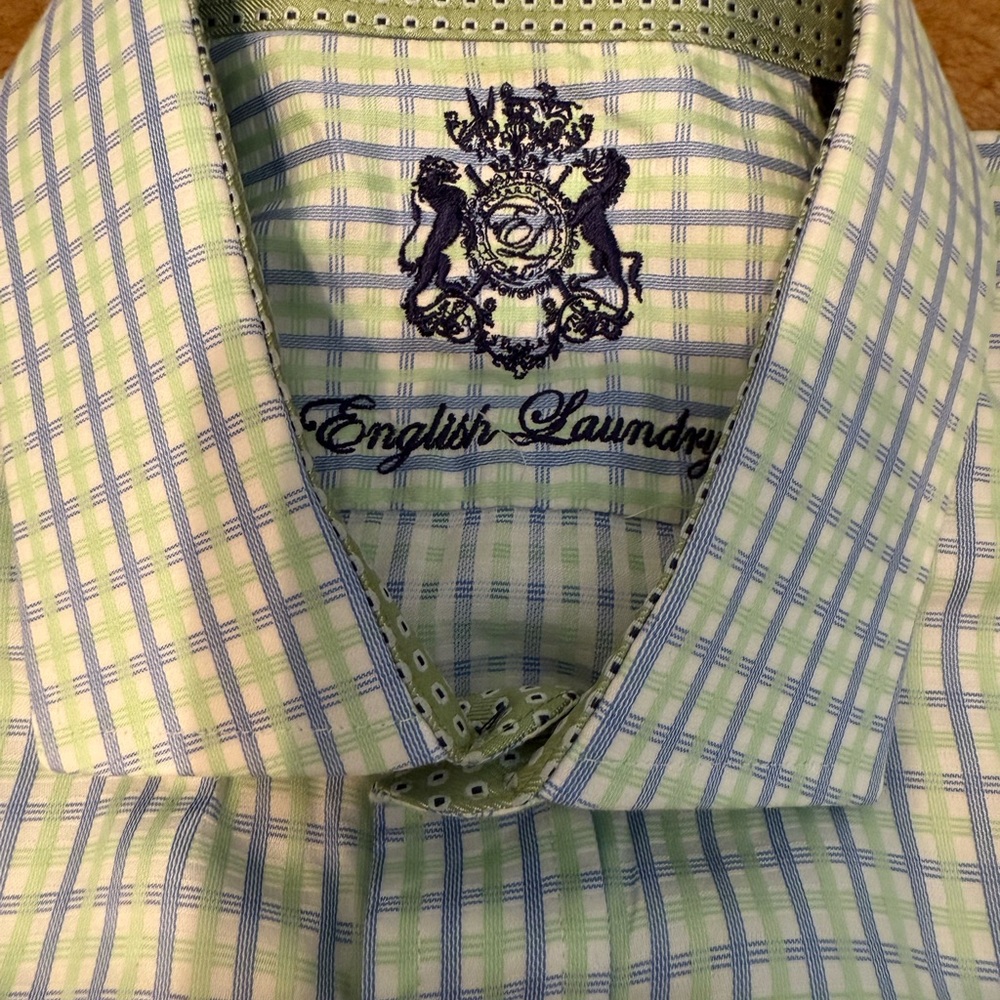 English Laundry Green and Blue Dress Shirt